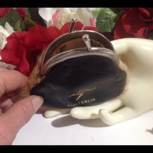 VTG Australia Kangaroo Fur Blk Leather Coin Purse - Picture 6 of 15